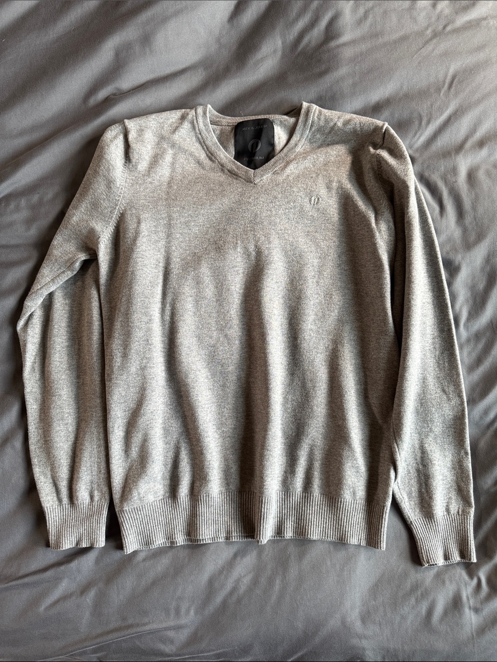 Jack & Jones Men's V-Neck Sweater in Light Gray